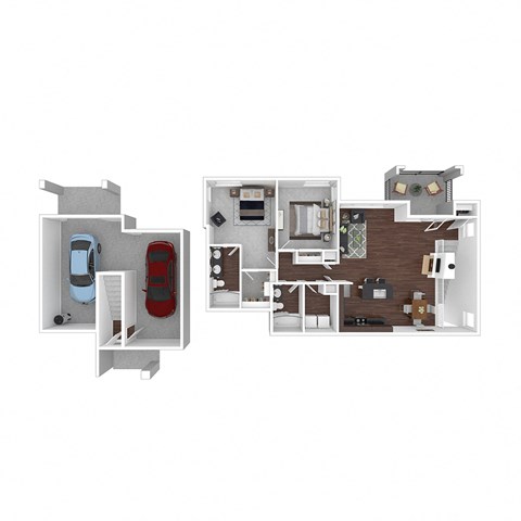 Floor plan for 2 beds, 2 baths, 1115 sqft